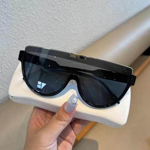 Lunettes de Soleil Surdimensionnées Une-Pièce pour Femmes, UV400 - Monture Noire