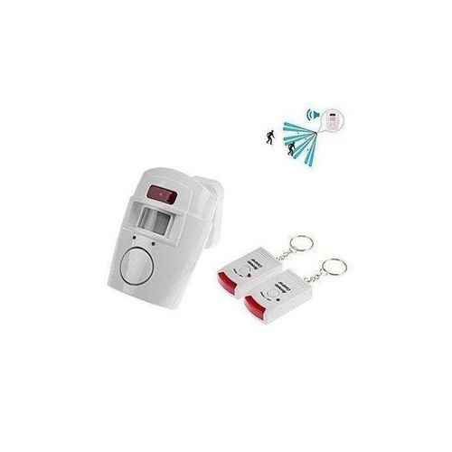 Détecteur De Mouvement Sans Fil, Alarme Infrarouge Plus 2 Télécommandes - Blanc GH