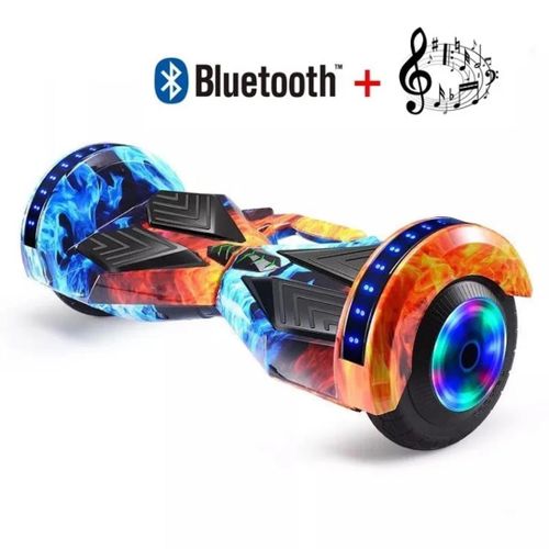 Hoverboard-mp3 Music Bluetooth lumineux 8 Pouces + Kit De Protection Genouillères Coudières