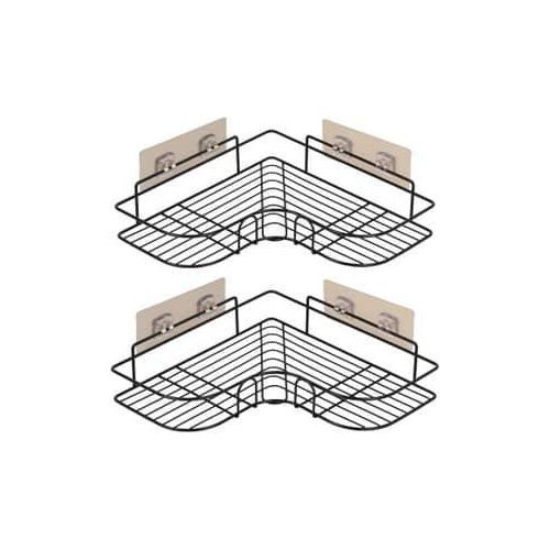 Lot de 2 Étagères d'Angle de Douche en Métal – Organisateur de Salle de Bain Mural Sans Perçage
