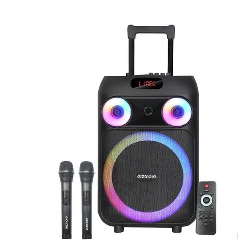 Haut-parleurs portables de karaoké de basse, Double micro sans fil, Woofer 12, Lumières RGB - NOIR