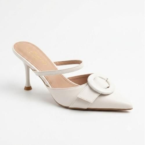 Mules - Sandales à Talon 8cm - Blanc