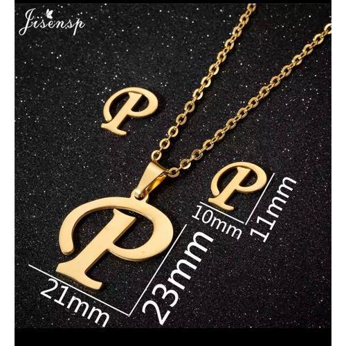 Chaîne avec pendentif P couleur doré idéal cadeau pour anniversaire, mariage, saint Valentin