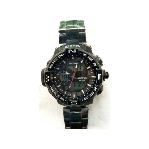 Montre De Sport En Acier Inoxydable Pour Homme - Double Fuseau Horaire - Noir