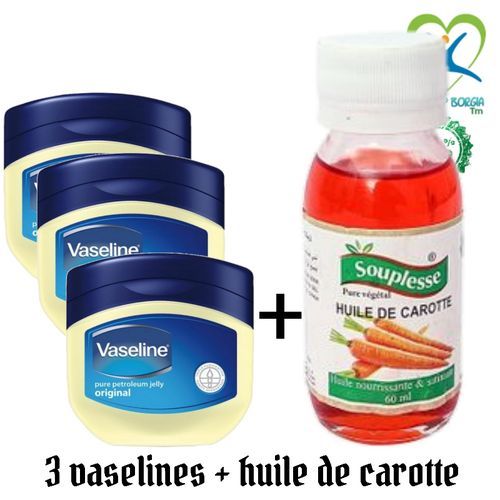 3 Vaselines 50ml + Huile De Carotte