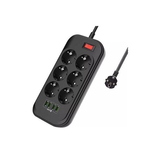 Rallonge Multiprise Parafoudre De Protection - Chargeur- 6 Prises+4 Usb - 2 Mètres
