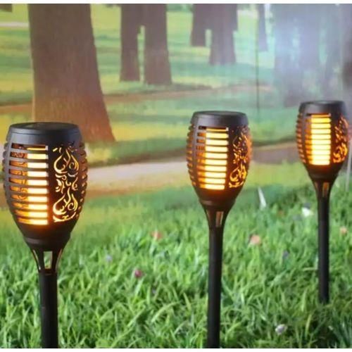 Lot de 4 lampes solaires d'extérieur à 12 LED étanches pour cour, jardin, pelouse, allée, terrasse,