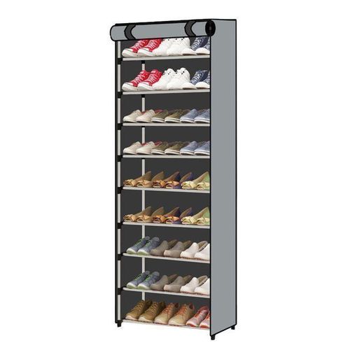 Étagère à chaussures 10 niveaux (30 paires) couleur gris
