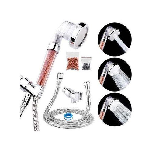 Pommeau De Douche HLYQE – Filtre Haute Pression, 3 Modes – Économie D'Eau, Tuyau & Support Inclus – Pour Cheveux Et Peau Secs V