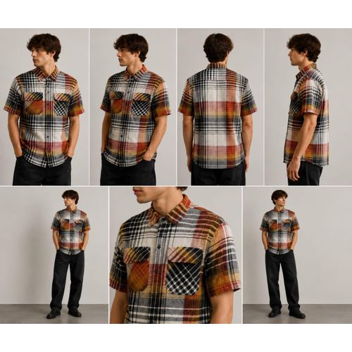 Chemise Manches Courtes à Carreaux Multicolores