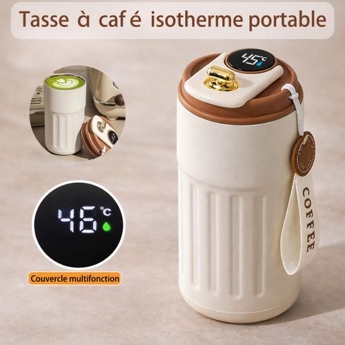 Mug Isotherme en Acier Inoxydable avec Affichage LED – Anti-Fuite, Gobelet de Voyage