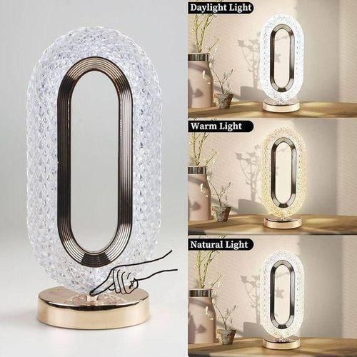 Magnifique Lampe de table LED moderne en cristal en forme ronde