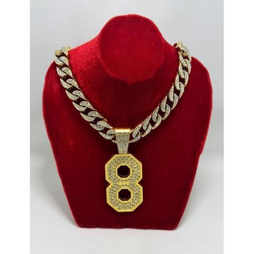 Chic Chaîne En Strass Luxueuse Bling Médaillée Huit 8