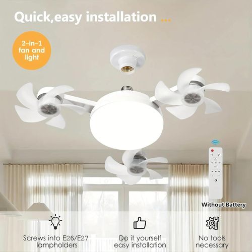 Ventilateur de plafond à 3 pales avec éclairage, éclairage de ventilateur de plafond à intensité variable