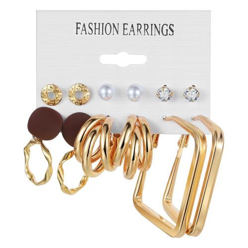 Ensemble de 6 Paires de Boucles d'Oreilles à Cercle Géométrique Multi-couches en Acier Inoxydable - Boucles d'Oreilles Créatives à Pendentif Déclaration