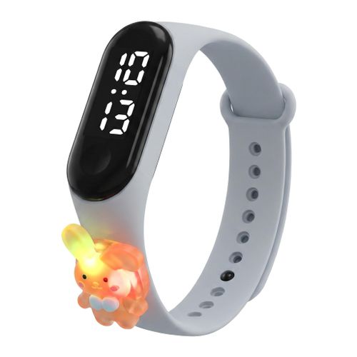 Montre LED pour Enfants avec Lapin Lumineux, Cartoon Fluorescent pour Garçons - Bleu Clair