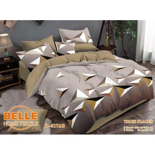 Lot de 2 Draps et 2 Taies -pour Lit 3 Places marrons