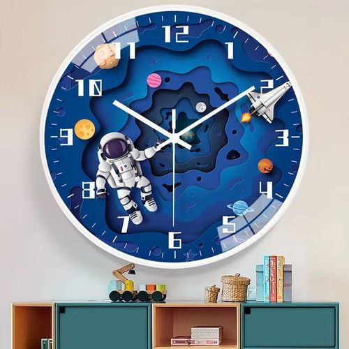 Horloge murale créative pour enfants sur le thème de l'astronaute - Décoration pour salon ou chambre - Affichage des chiffres