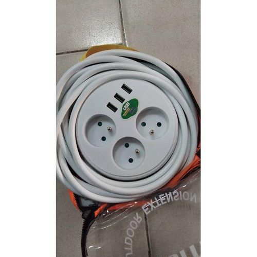Multiprise Rallonge 5 M - 3 Prises Et 3 Ports USB