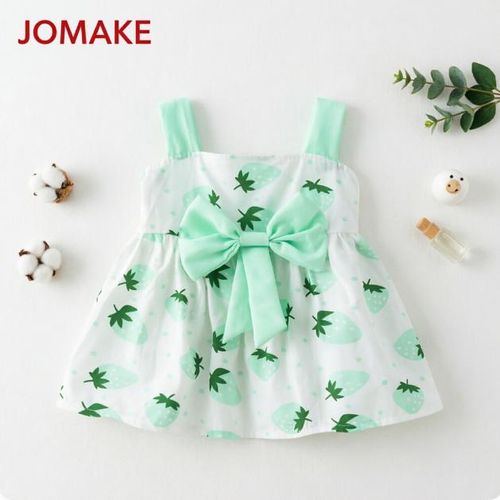 Robe imprimée pour fille de 6M-4 ans, vert fraise, robe à bretelles