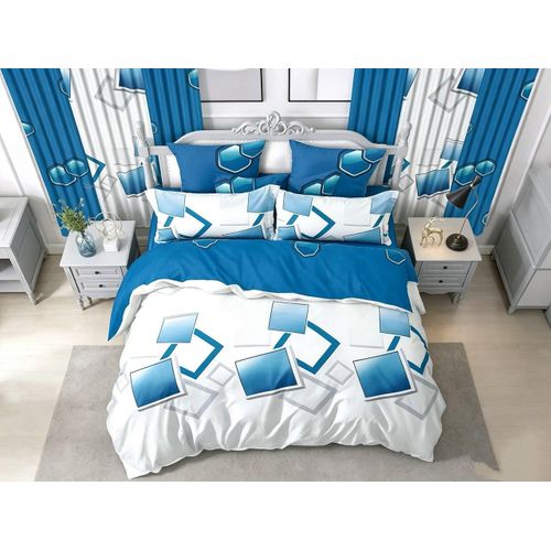 Parure de Lit 3 Places 6 PiècesDraps de Lit 3 places, 2 Draps-240×260cm 2 taies-60×80cm 2 Rideaux-150×220cm - MULTICOLORE