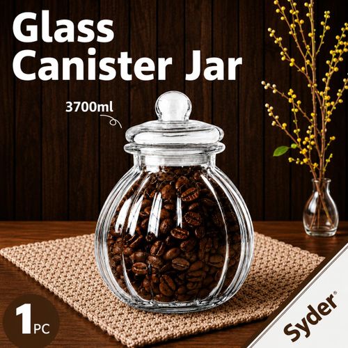 Grand Bocal de Conservation en Verre 3700 ml avec Couvercle – Pot de Rangement Alimentaire Transparent pour Café, Thé, Céréales et Aliments Secs