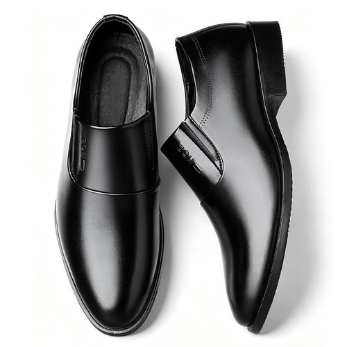 Chaussures Habillées Homme Simili Cuir Antidérapant Résistant Confortable Polyvalent Sans Lacets Pour Bureau Mariage Événements Formels Noir