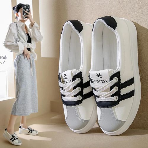 Baskets Femme Blanches et Noires – Sneakers Tendance, Confortables & Élégantes