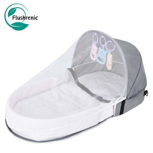 Bébé Voyage Bassinet, Tente bébé portable, Lit bébé pliable, Lit de voyage bébé avec moustiquaire et awning, Convient pour voyager et à la maison, Facile à (gris)