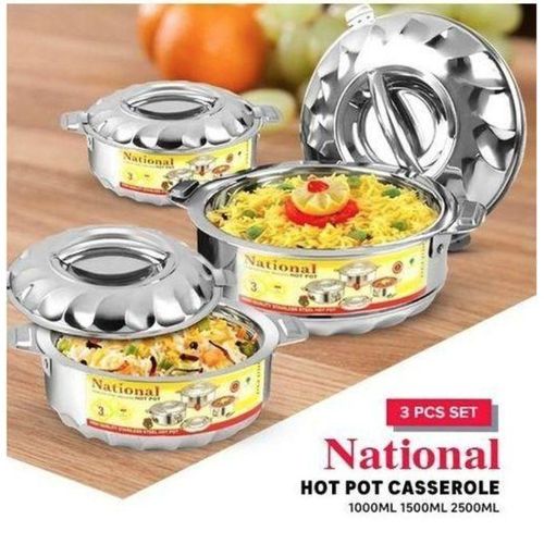 Lot de 3 soupières casseroles en acier inoxydable