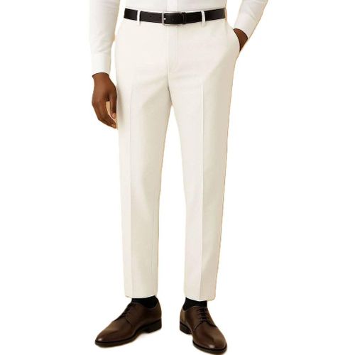 Pantalon Homme - Coupe Slim - Blanc Classique - Tissu Confortable