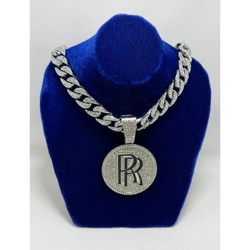 Magnifique Chaîne En Strass Luxueuse Bling Médaillée RR