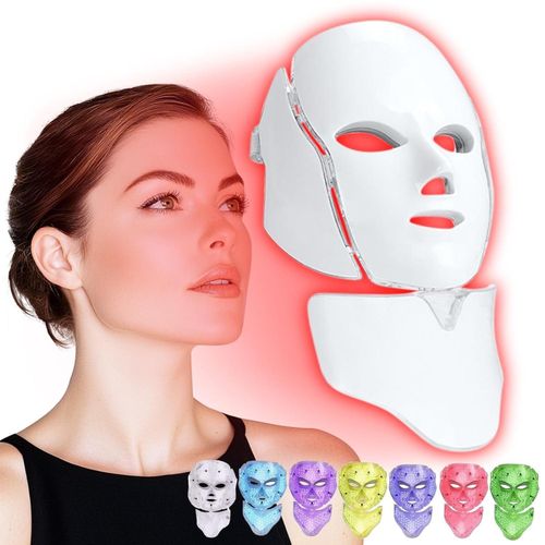 Appareil de soin du visage et du cou à 7 couleurs, port de chargement USB