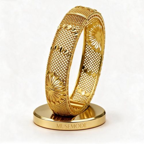 Bracelet Manchette Ouvert Doré à Fleur Ajustable pour Femme, Bijoux de Fête et Mariage en Alliage de Zinc