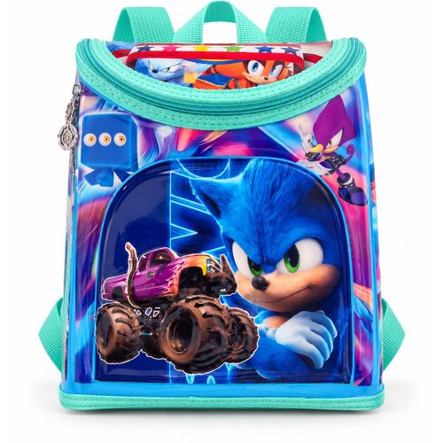 Sac à Dos Enfant Sonic Bleu Turquoise pour Crèche 25 x 22 x 12 cm – Cartable Scolaire Transparent avec Bretelles Réglables