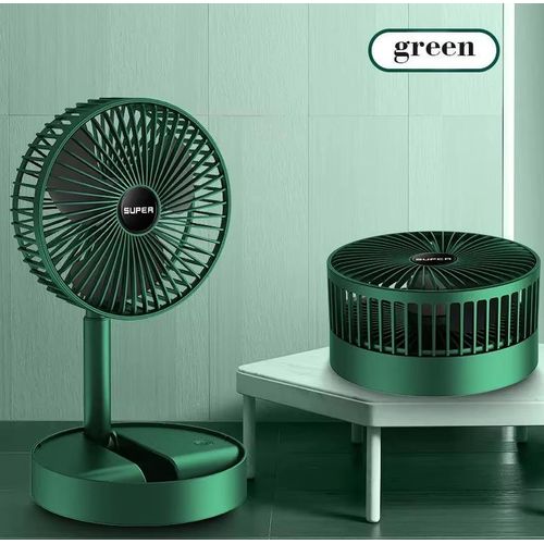 Ventilateur de bureau rechargeable Mini-ventilateur USB pliable et rétractable à longue autonomie Ventilateur électrique portable pour bureau ou chambre Vert