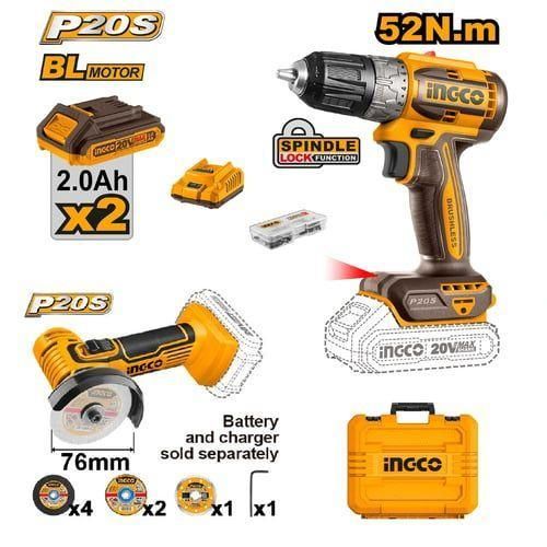 KIT DE PERCEUSE 52NM + MINI MEULEUSE 76 mm