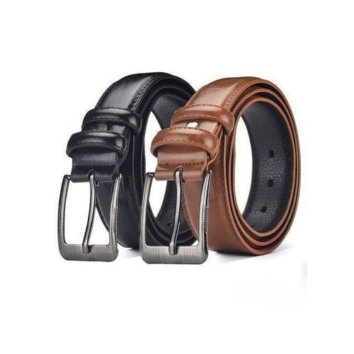 Ceinture de business simple pour hommes à haute sensibilité, 2 pièces - Noir/Marron