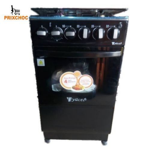 Cuisinière 4 Feux Inox Avec Four A 2 Niveau- Allumage Automatique-couverture Vitré