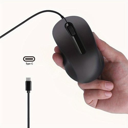 Souris filaire Type C muette ergonomique mini optique pour maison ou bureau, pour ordinateur portable, tablette, Windows, Android, Mac