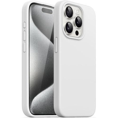 Coque En Silicone IPhone 15 Pro Max + 1 Antichoc 5D-couleur Blanc