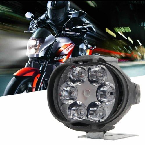 Lot de 2 Phares LED pour Moto - Projecteur Spot Lumineux 6 LED Étanche - Feu de Travail Additionnel Haute Puissance