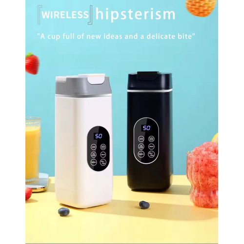 Mixeur Portable Rechargeable 6 Lames - Blender Électrique sans Fil pour Jus, Smoothies, Baby Food & Glace Pilée - Blanc/Noir
