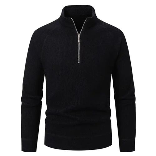 Pull Homme Col Montant Zippé – NOIR