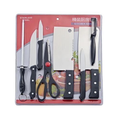 Set de Couteaux de Cuisine Professionnel 8 Pièces – Acier Inoxydable Haute Qualité – Comprend Couperets, Ciseaux et Aiguiseur