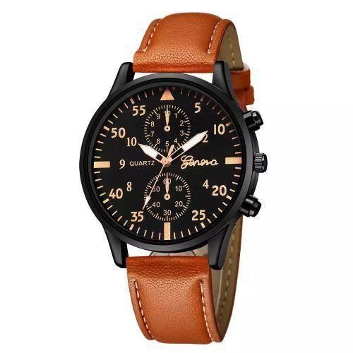 Montre A Quartz Homme De Cuir- Marron