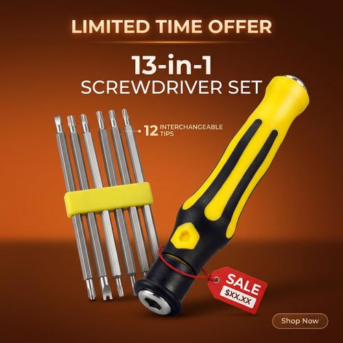 Tournevis 13 en 1 Set économique avec 12 embouts interchangeables, manche multifonction pour maison, bricolage, électronique et réparation autoappareils photo et
