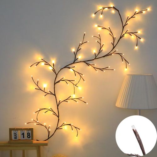 Guirlande lumineuse de 1,6 mètre, 48 LED, en rotin, flexible et malléable.