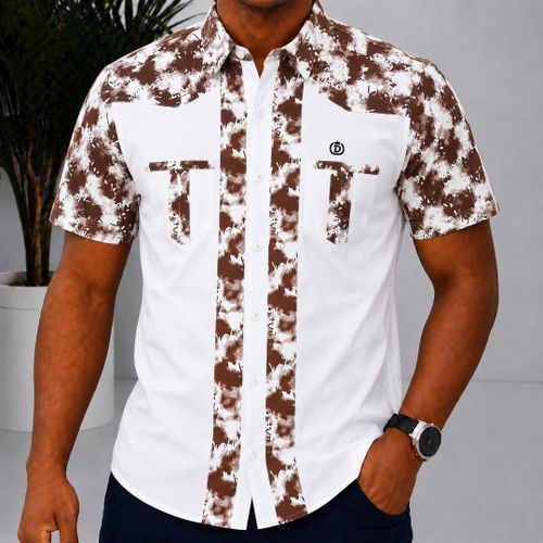 Chemise imprimé Tie-Dye Marron & Blanc (Manches courtes)