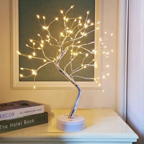 veilleuse lampe arbre argentée, lumière d'ambiance décorative